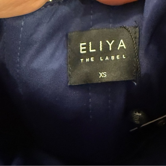 Eliya The Label Elevation Mini Dress XS Metallic Silver Blue One Shoulder Glam - Picture 9 of 11